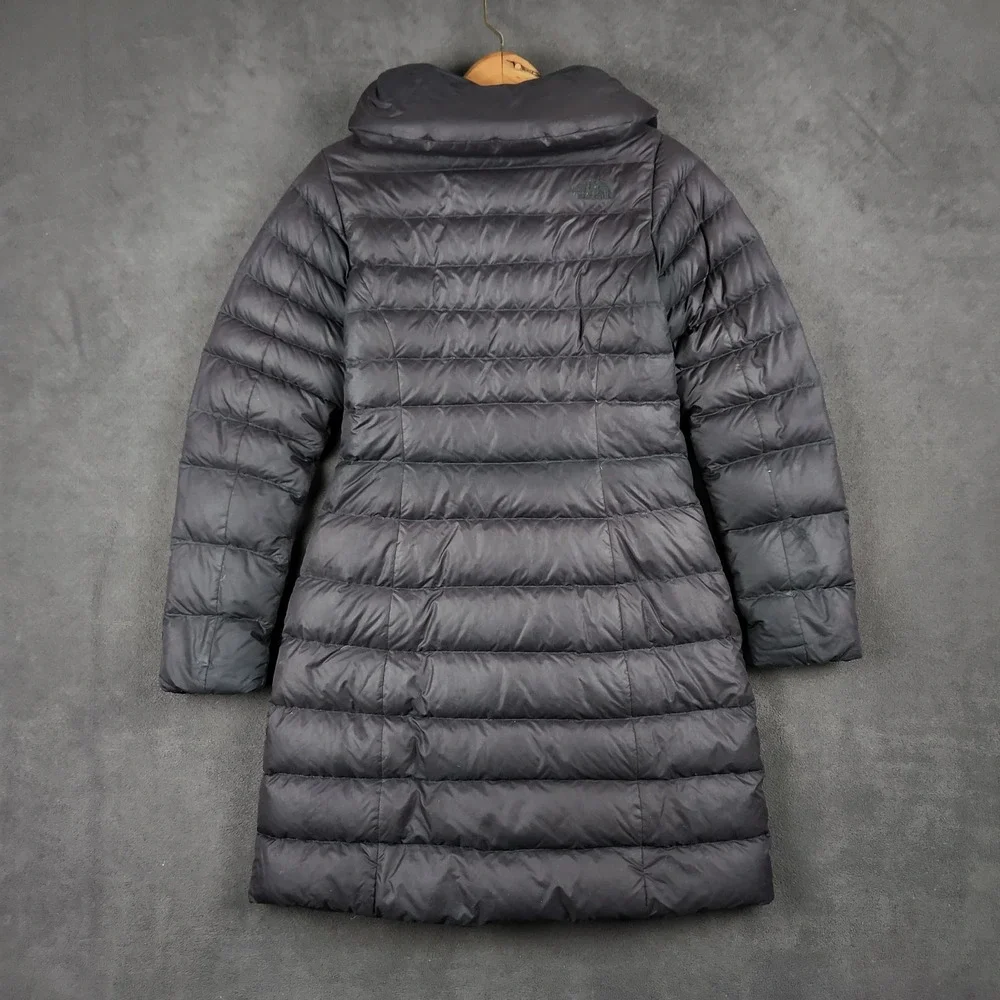 The North Face Paulette Long‎ Puffer Coat Womens XS Black 550 Down Fill Zip Up